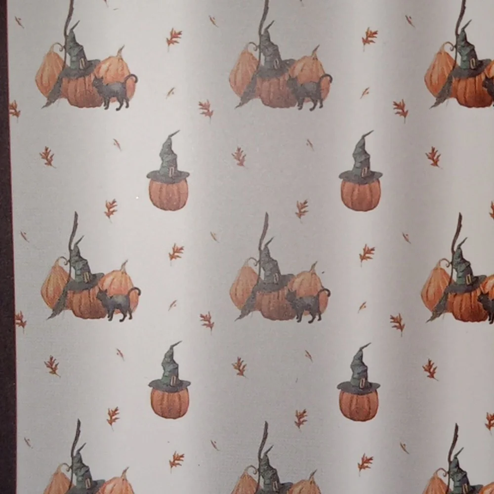 Halloween Shower Curtain with Pumpkins and Cat 🎃🎃🐈‍⬛🐈‍⬛🐈‍⬛